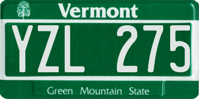 VT license plate YZL275