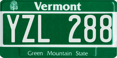 VT license plate YZL288