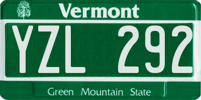 VT license plate YZL292