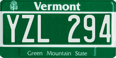 VT license plate YZL294
