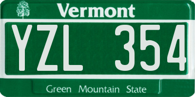 VT license plate YZL354