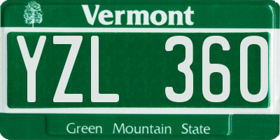 VT license plate YZL360