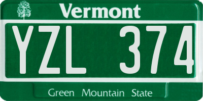 VT license plate YZL374