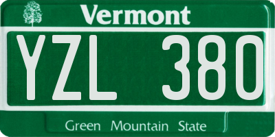 VT license plate YZL380