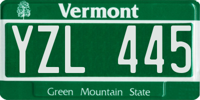 VT license plate YZL445