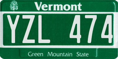 VT license plate YZL474
