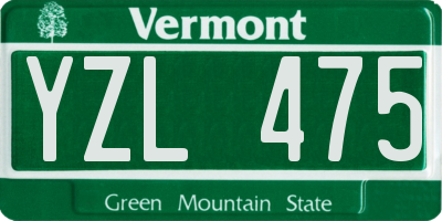 VT license plate YZL475