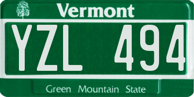 VT license plate YZL494
