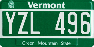 VT license plate YZL496