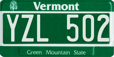 VT license plate YZL502