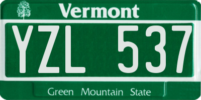 VT license plate YZL537
