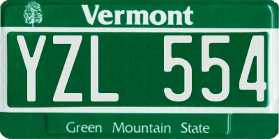 VT license plate YZL554