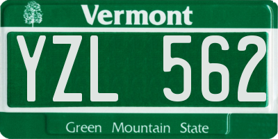 VT license plate YZL562