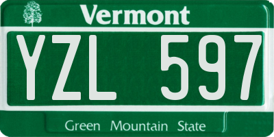 VT license plate YZL597