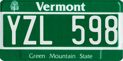 VT license plate YZL598