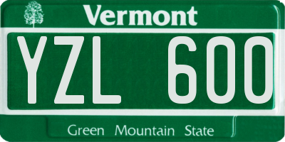 VT license plate YZL600
