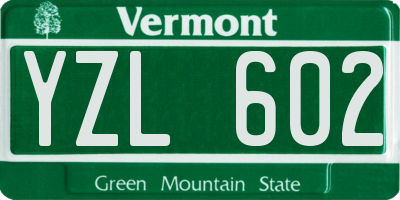 VT license plate YZL602