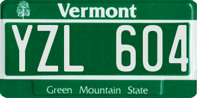 VT license plate YZL604