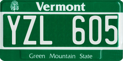 VT license plate YZL605