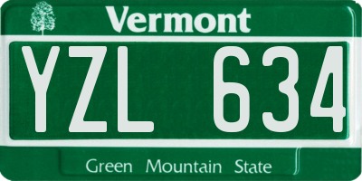 VT license plate YZL634