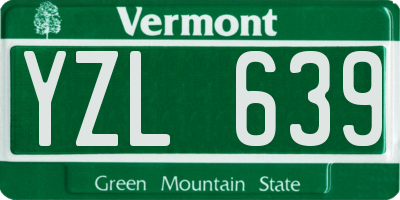 VT license plate YZL639