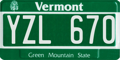 VT license plate YZL670