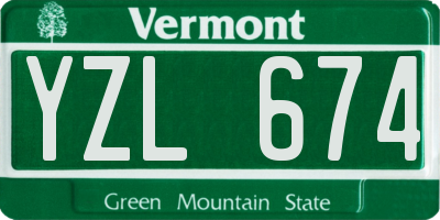 VT license plate YZL674