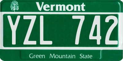 VT license plate YZL742