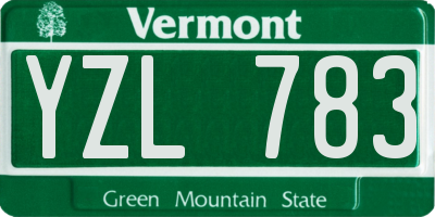 VT license plate YZL783