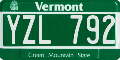 VT license plate YZL792