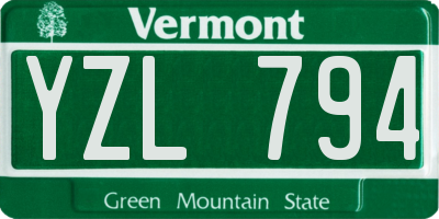 VT license plate YZL794