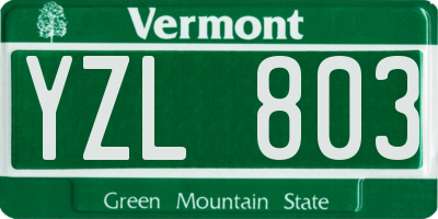 VT license plate YZL803