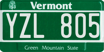 VT license plate YZL805
