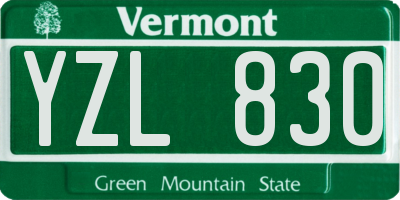 VT license plate YZL830