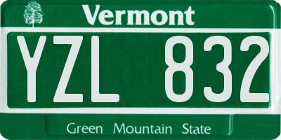 VT license plate YZL832