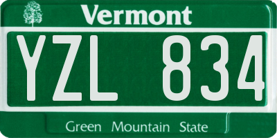VT license plate YZL834