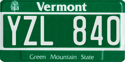 VT license plate YZL840