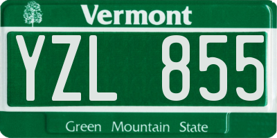 VT license plate YZL855