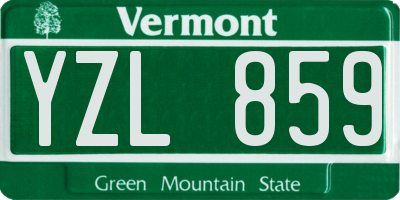 VT license plate YZL859