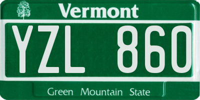 VT license plate YZL860