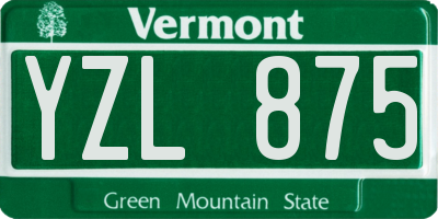 VT license plate YZL875