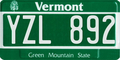 VT license plate YZL892