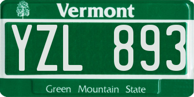 VT license plate YZL893