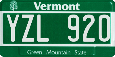 VT license plate YZL920