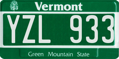 VT license plate YZL933