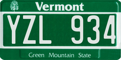 VT license plate YZL934