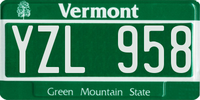 VT license plate YZL958