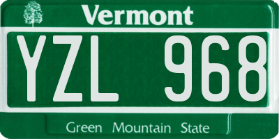 VT license plate YZL968