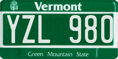 VT license plate YZL980
