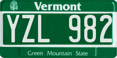 VT license plate YZL982